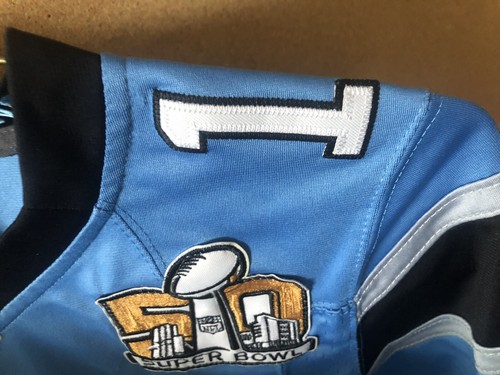 Cam Newton Blue Jersey Youth Small Super Bowl Edition - Picture 8 of 8