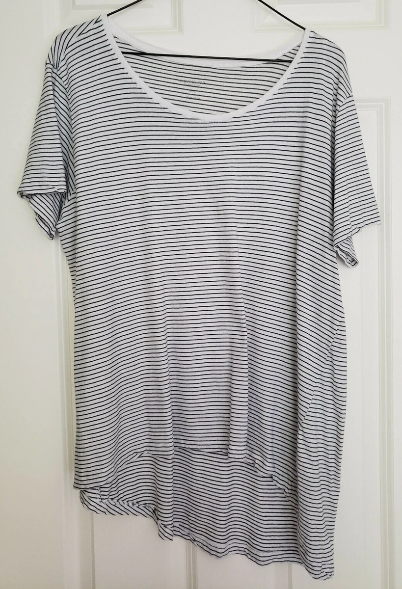 Black and white top striped high low shirt