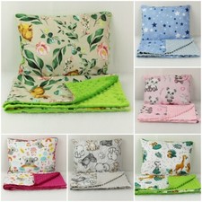 Insanely Soft Child Cotton Blanket + Bedding Pillow Set Dimple Plush Crib-Pram