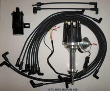 small cap MOPAR 1973-78 400 BLACK HEI Distributor + Spark Plug Wires + 45K Coil