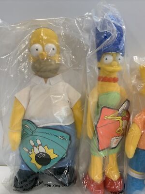 The Simpsons Vintage 1990 Burger King Plush Dolls Complete Set of