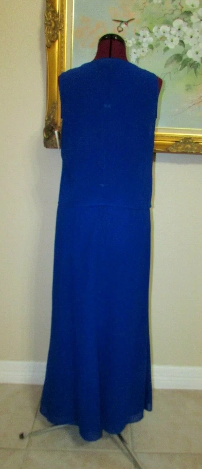 NEW CYNTHIA HOWIE FOR MAGGY BOUTIQUE 2 PC. SZ 4 BLUE FLOOR LENGTH SKIRT SUIT - Image 4 of 4