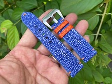 Blue Stingray Leather Watch Strap Band, Size 16mm 18mm 20mm 22mm 24mm 26mm