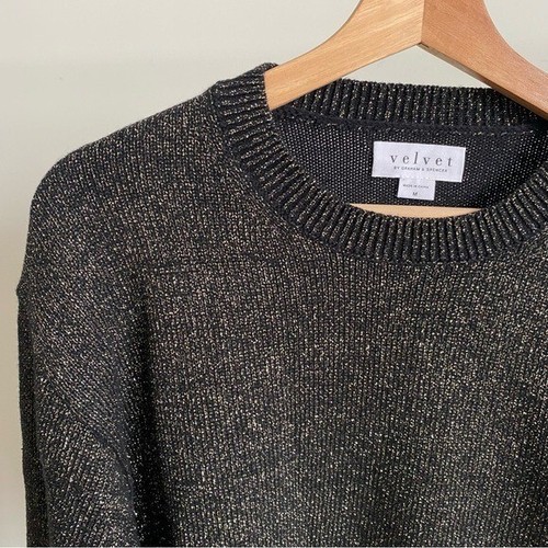 $198 NWOT Black Velvet by Graham & Spencer “Hallie”Metallic Sweater Sz Medium - Picture 5 of 8