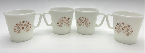 Pyrex Coffee Cup Mug Summer Impressions Ginger Brown Flower D Handle 1410 USA