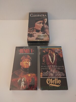3 VHS Great Period Features: Cleopatra (1963)/ *Henry V* (1989)/ Otello (1986)