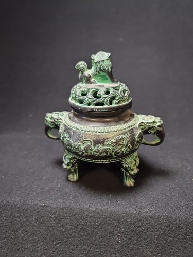 Chinese Triple Footed Brass Incense, horoscope animals, dragons. - Picture 3 of 17