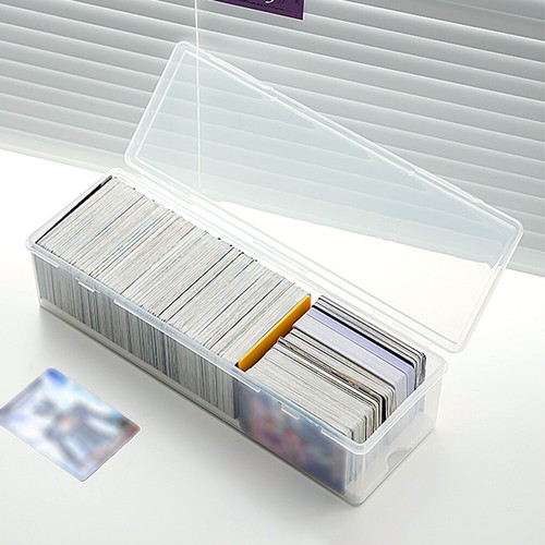 Scatola porta carte collezionabili in plastica trasparente con 7 divisori pad contiene 700+ carte 3"x4" - Foto 8 di 9