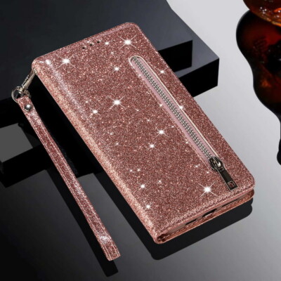 For Xiaomi Redmi Note 11 10 9 8 Pro 11T Glitter Flip Card Wallet Case Cover
