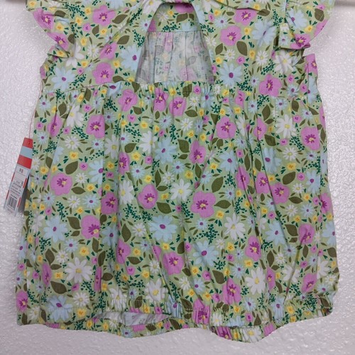 Cat & Jack Top Girls Medium (8) Green Olive Floral Sleeveless Summer - Picture 10 of 13