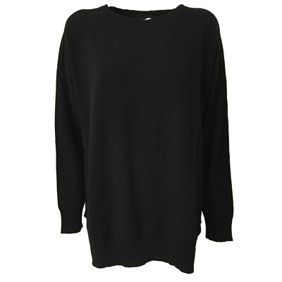 Vanise' Women's Black Oversized Sweater Mod V24756 100% Cashmere MADE IN  ITALY
