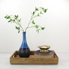 NEW Tight Woven Rectangle Rattan Tray for Luxury Homes- Large, Honey Brown