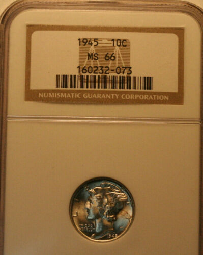 1945 Mercury Dime   NGC MS66 - Picture 1 of 3
