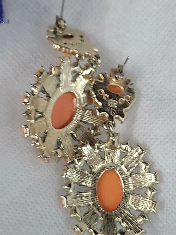 Pendientes Banana Republic Tropical Concha Naranja y Azul en Oro NUEVO Foto 4 de 4