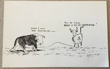Vintage Postcard Wm. Standing comic humor castrate Bull Cow Vasectomy Operation 