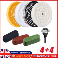 4Pcs Spiral Stitched Cotton Buffing Polishing Wheel Mop Tool For Bench Grinder