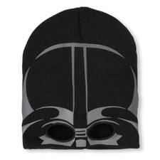 NEW STAR WARS DARTH VADER BLACK KNIT REVERSIBLE BEANIE HAT MASK S/M 4-7YRS