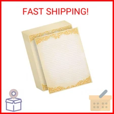 Vintage-Style Lined Stationary Paper 48-Pack for Writing Letters, Letter size