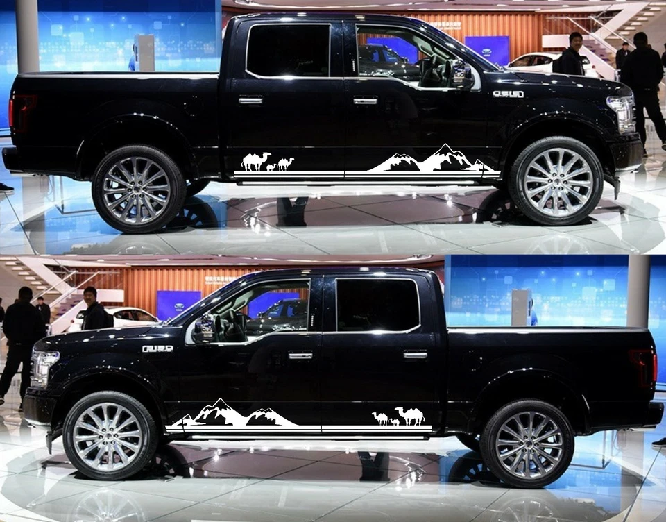 Calcomanías adhesivas de montaje de carrocería de puerta a rayas faldón lateral basculante para Ford F-150 2015-2019 Foto 3 de 4