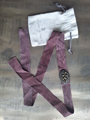 Gürtel von Brunello Cucinelli aus Wildleder+Leder,Farbe lila+schwarz mit Perlen