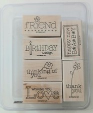 Stampin Up Wood Mount Rubber Stamp Set For A Friend