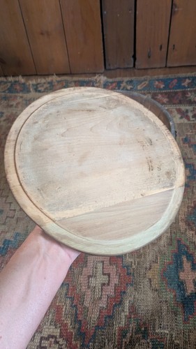 Antique Early Primitive Wood Bail Handle Bucket Mustard Grain Paint 7.75" T - Picture 11 of 12
