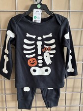 NWT Carter's Halloween Skeleton Outfit 2 Pc Joggers Top Unisex SOFT Sz 6-9M