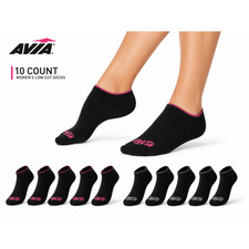 AVIA Women's Low Cut Socks 10 Pairs Comfort Fit Cushioned Athletic No Show 4-9