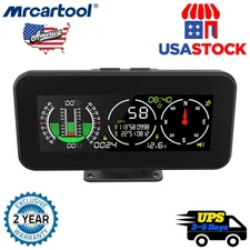 Digital OBD2 Car Off Road HUD Slope Meter Speedometer GPS Inclinometer Compass 