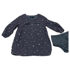 BABY GAP Corduroy Grey Dress With Silver Stars  Diaper Cover - Size 12-18 Mons