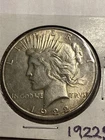1922 S $1 Peace Dollar  Uncirculated. Silver. Breaking high grade set. Lovely.