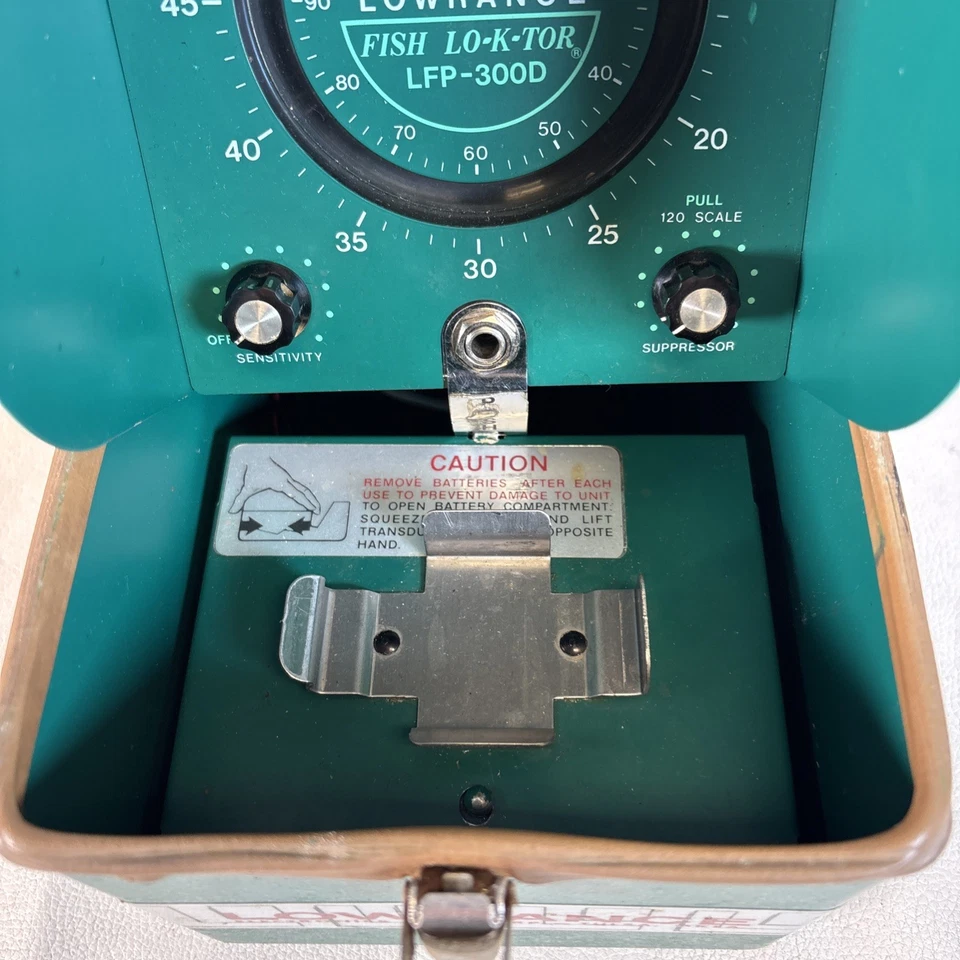 Винтажный Lowrance LFP-300 рыбы Lo-K-Tor рыбы искатель зеленый чехол - непроверенный-на запчасти - Изображение 4 из 4
