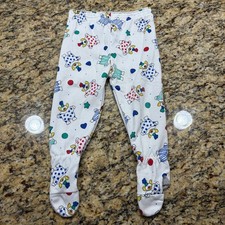 Vintage Carters Clown Print Footed Pajama Pants White 24 Months Made in USA