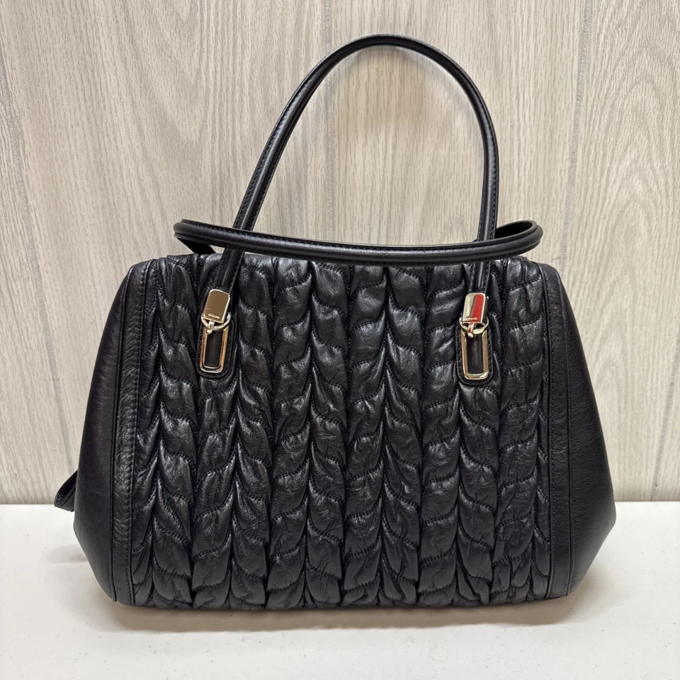Bolso Cartera COACH Madison Gathered Chevron Cuero Madeline 25985 Negro Foto 3 de 4