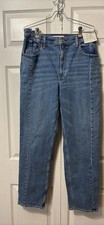 Abercrombie Fitch Womens Blue Ultra High Rise 90s Straight Leg Jeans Sz 31/12R
