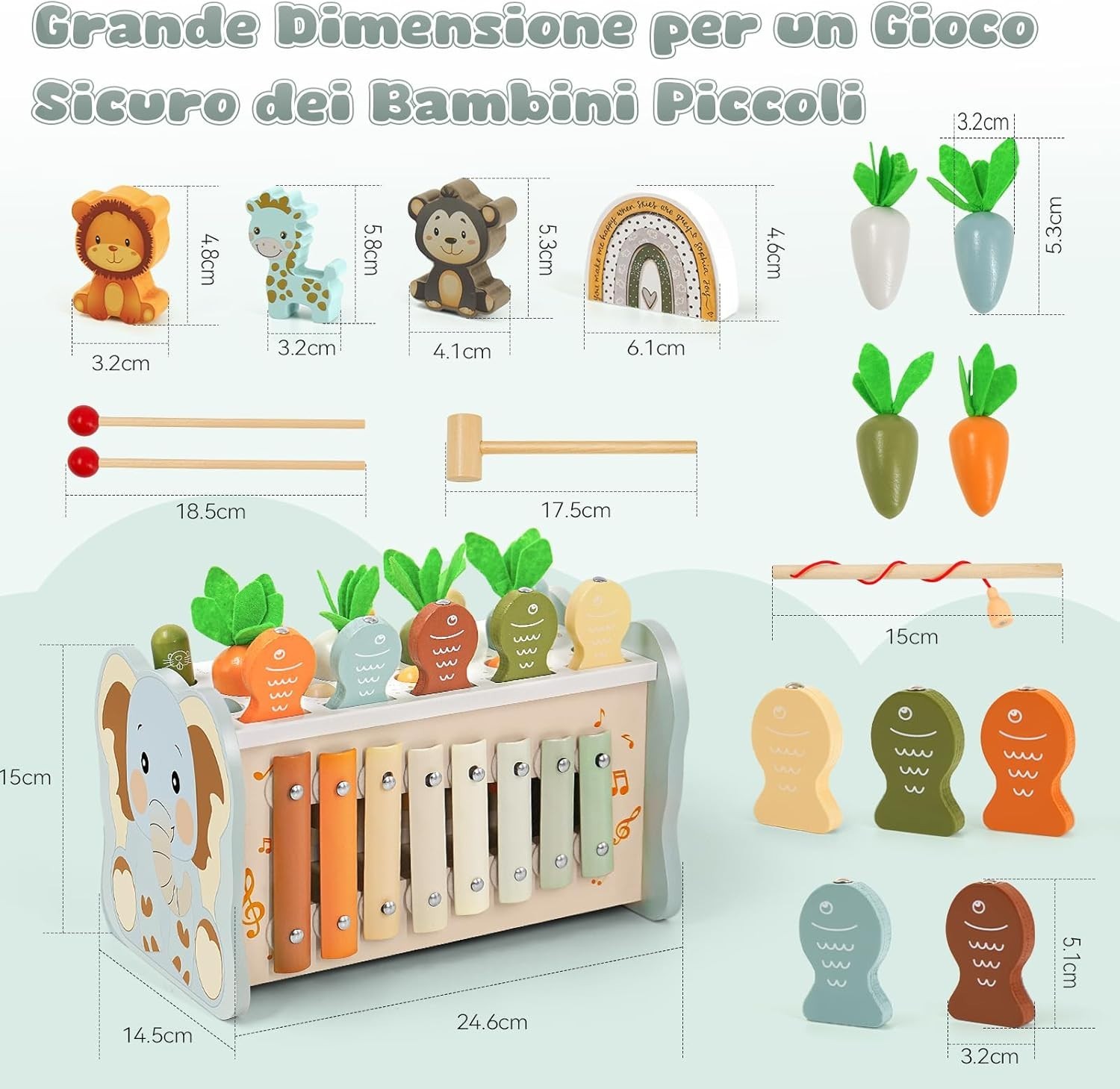 Giochi Montessori 1 Anno, 6 in 1 Giochi Legno Bambini 1 Anno, Giocattoli Bambino foto 2