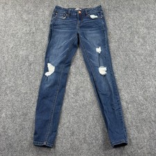 Refuge Skinny Jeans 4 Blue Distressed Ripped Knee Dark Wash Women's