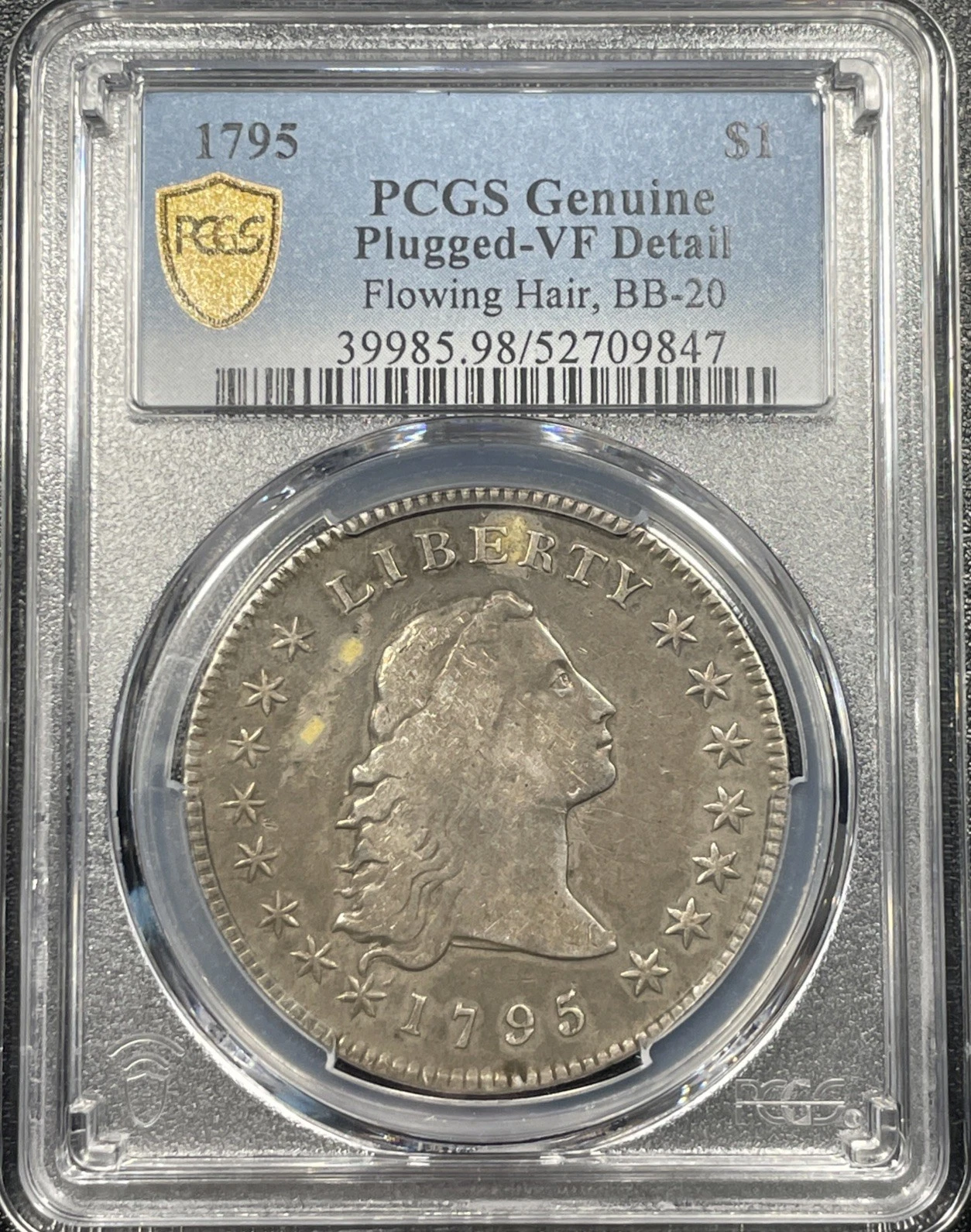 1795 Flowing Hair 2 Leaves Silver Dollar $1 PCGS VF Details BB-20 Rotated Rev
