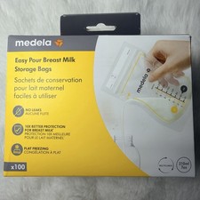 Medela Breast Milk Storage Bags 100 Count 8 oz Flat Freezing New Open Box