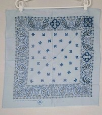 Vtg 80s Wamcraft Blue Paisley Western Bandana Sequin/Glitter Handkerchief USA