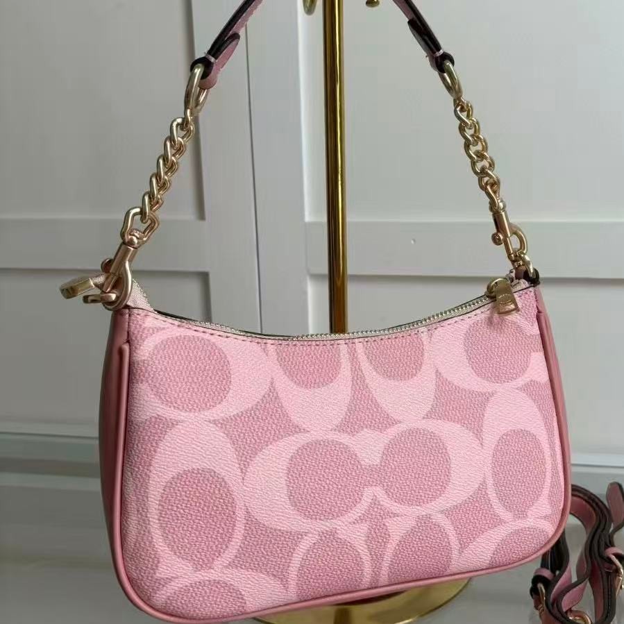 NWT COACH Teri Shoulder Bag In signature canvas/Gold/Powder Pink