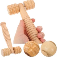 2pcs Wooden Handheld Massage Roller Stick for Muscle Pain Relief & Relaxation
