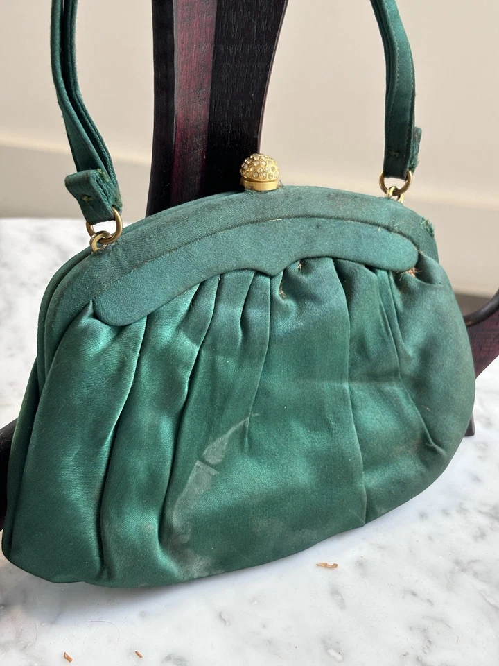 Bolso sin asas vintage Bonwit Teller satinado con joyas, regalos de moda fina para ella Foto 3 de 4