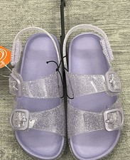 Wonder Nation Strappy Buckle Glitter Adjustable Unisex Kids Sandal US 10 Purple