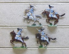 4 Zinnfiguren Preussen 1750 Husaren Kavallerie 30mm bemalt