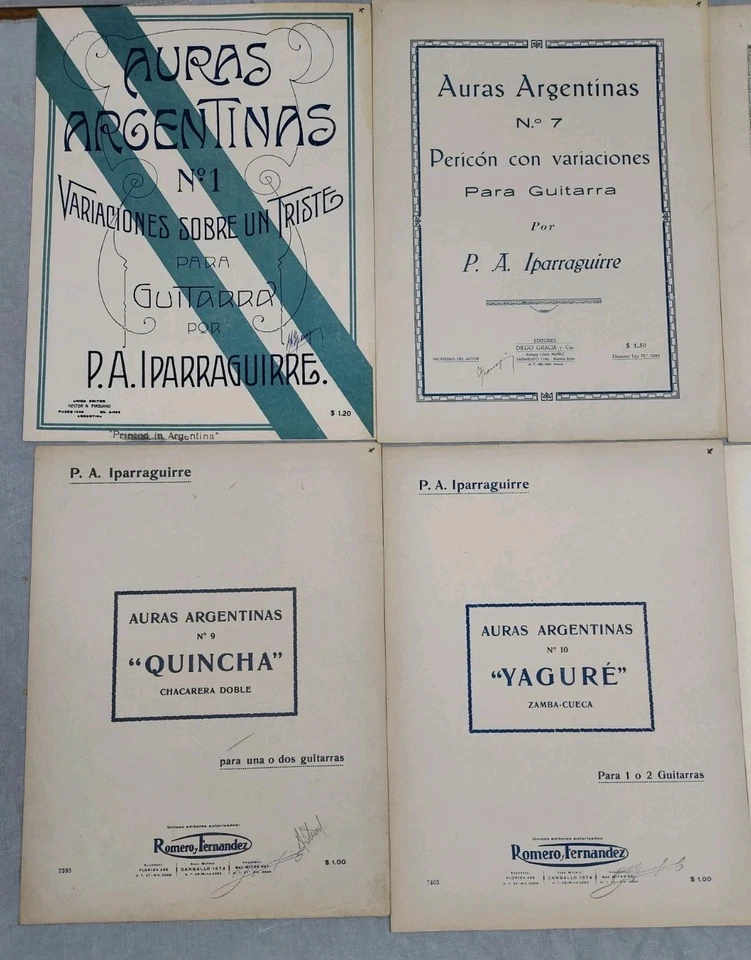Pedro A Iparraguirre Lot 8 Sheet Music Spanish Classical Guitar Auras Argentinas - Image 2 of 3