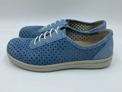 Helvesko Sommer Sneaker Schnürstiefel Damen Gr.36 Blau Veloursleder Top Zustand
