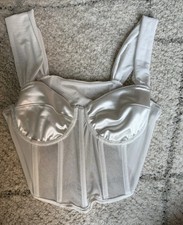 NEW WITHOUT TAGS Shein Women  s White Satin Corset Top Size 6