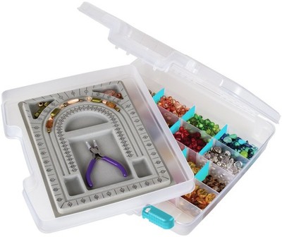 Jewelry Project Box Translucent Quick View Craft Storage 15 inches Long Includes