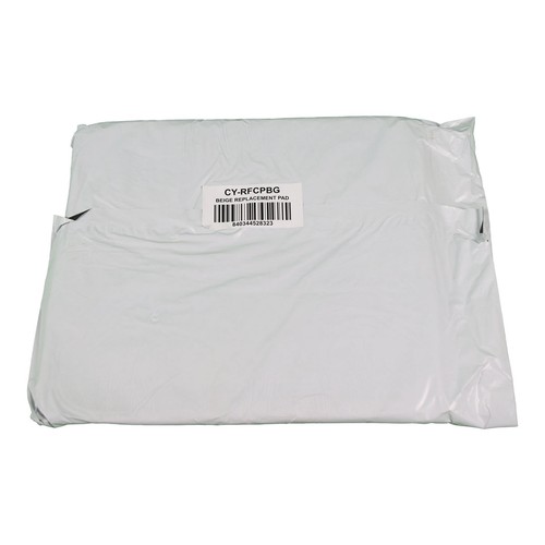 Beige resin folding chair padded seat replacement foam core in sealed plastic packaging with white label and barcode.